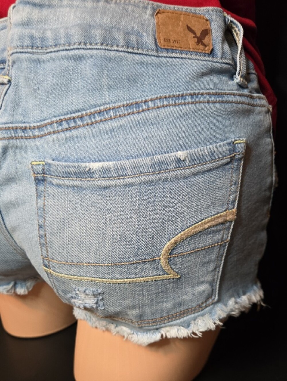 American Eagle Outfitters Denim Cutoff Shorts - Light Blue & Dark Blue - Picture 8 of 15